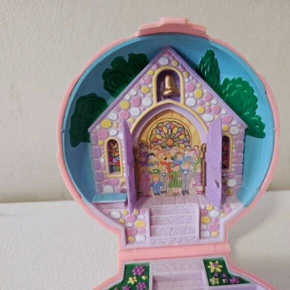 Vintage Polly Pocket Bluebird 1989 Bridesmaid Nancy's Wedding Compact Pink - Picture 4 of 8